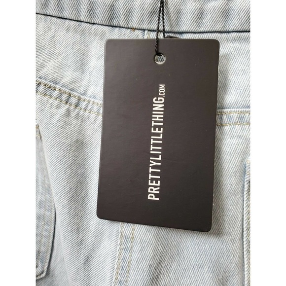 PrettyLittleThing Women's Light Blue Denim Cotton Wide Legs Casual Pants Size 20 - Picture 8 of 12